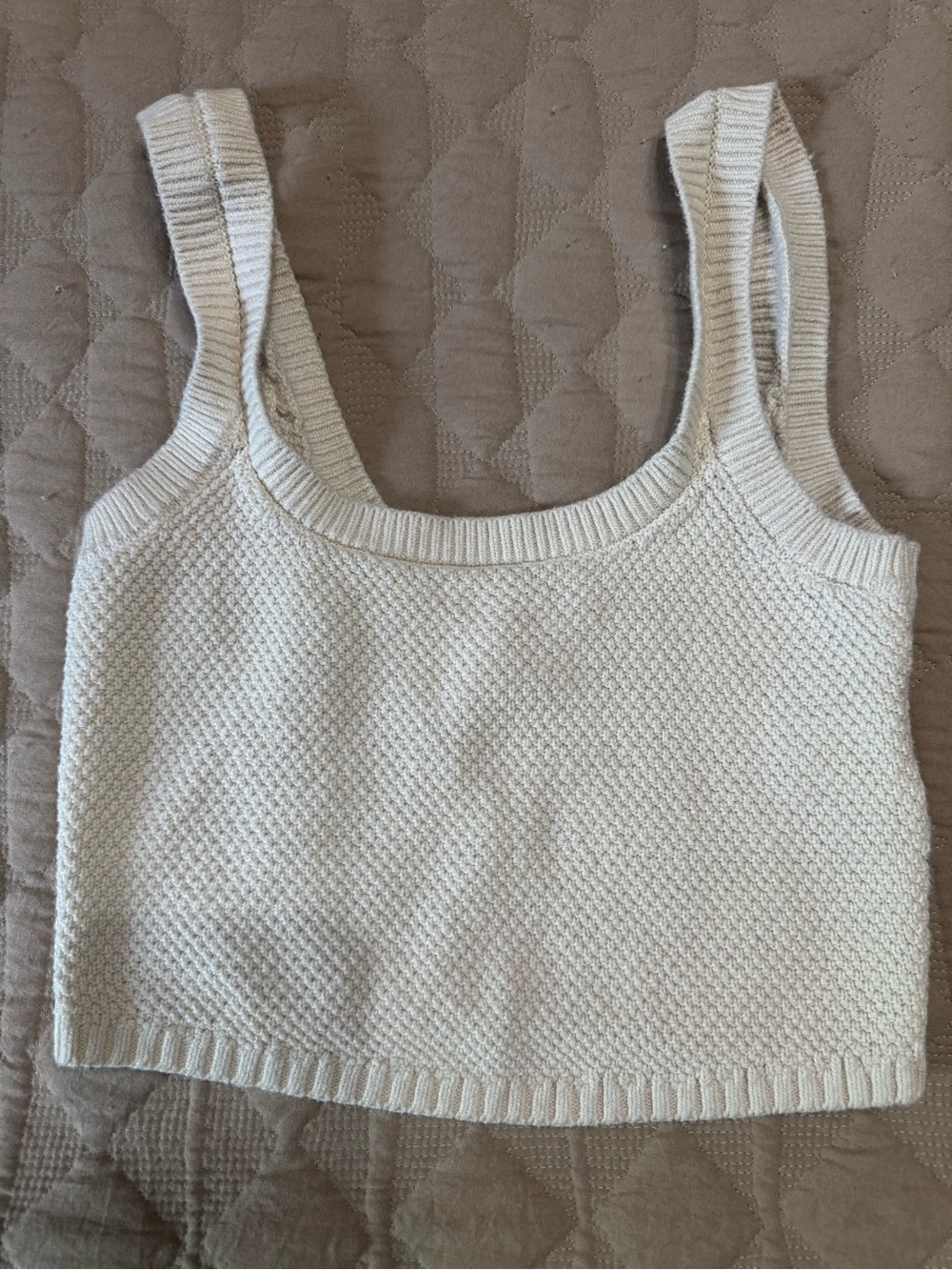 Gilly Hicks Women's Cream Knit Cropped Tank Top XS